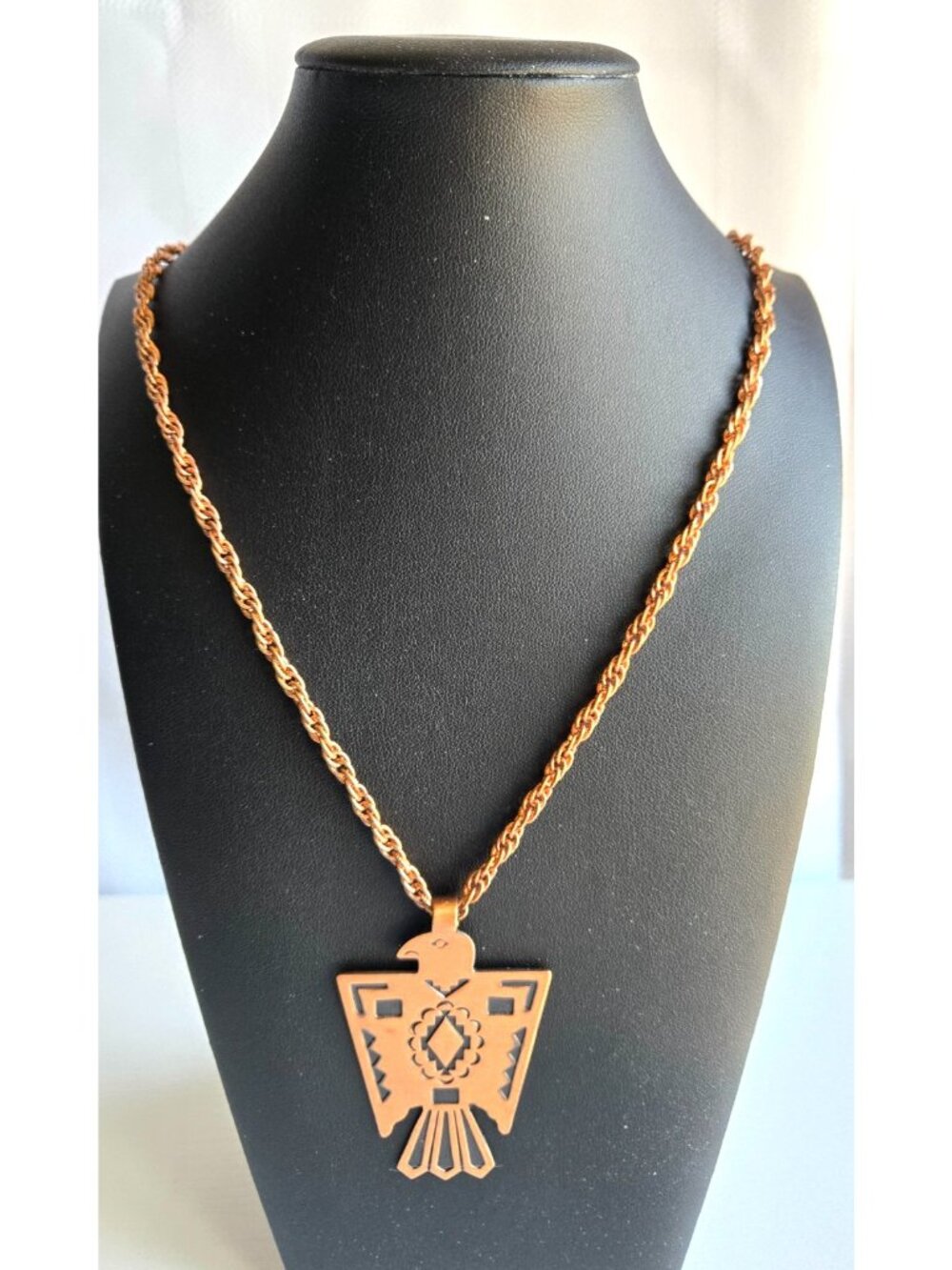 Bell Copper & Cuff Copper Southwest Thunderbird Necklace Geometric Cutouts VTG